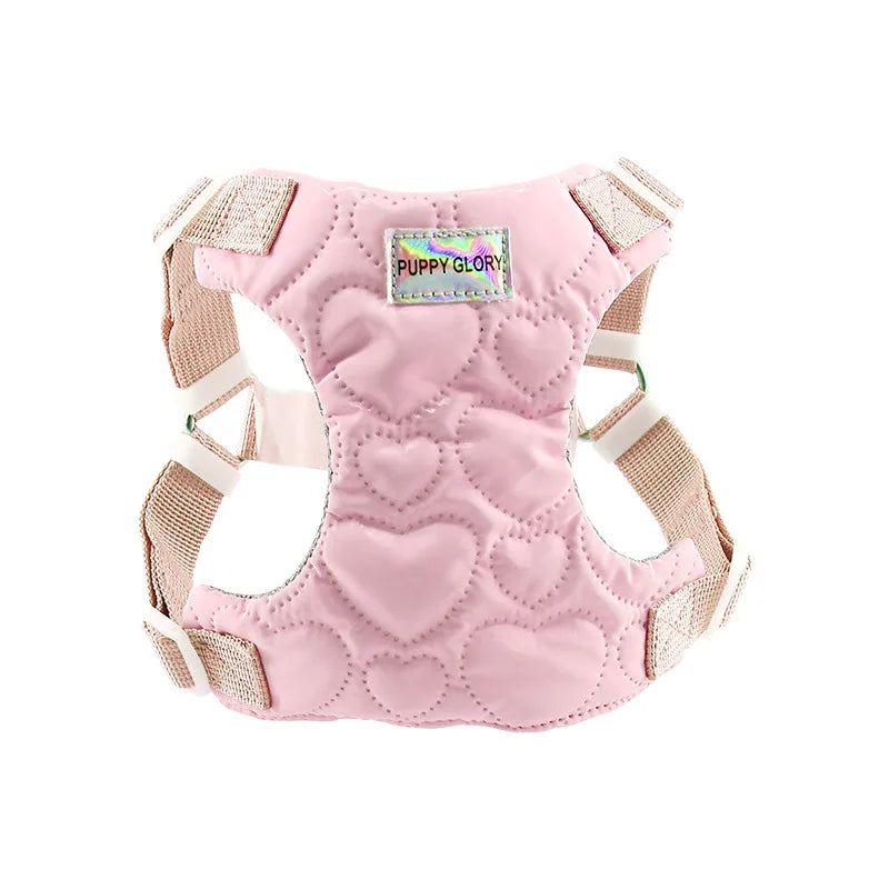 Cute Heart Pattern Adjustable Dog Harness for Small Medium Dogs