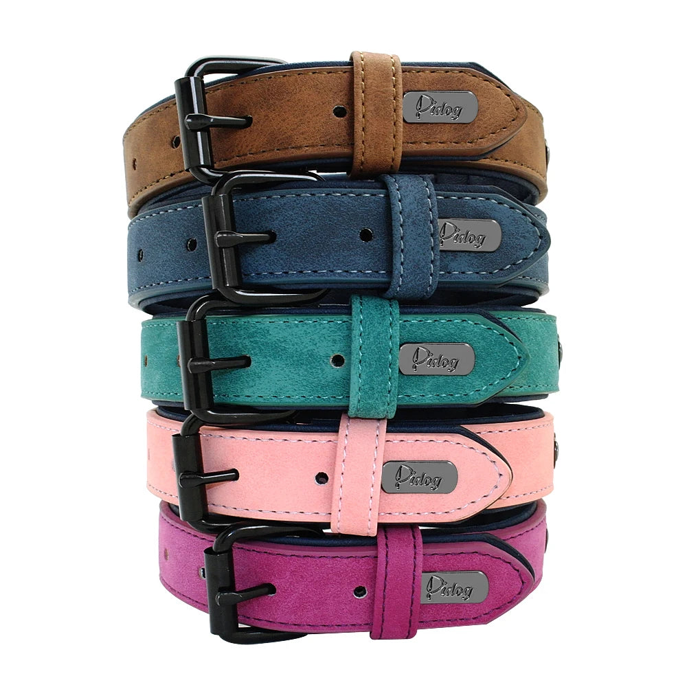 Leather Dog Soft Padded Collar